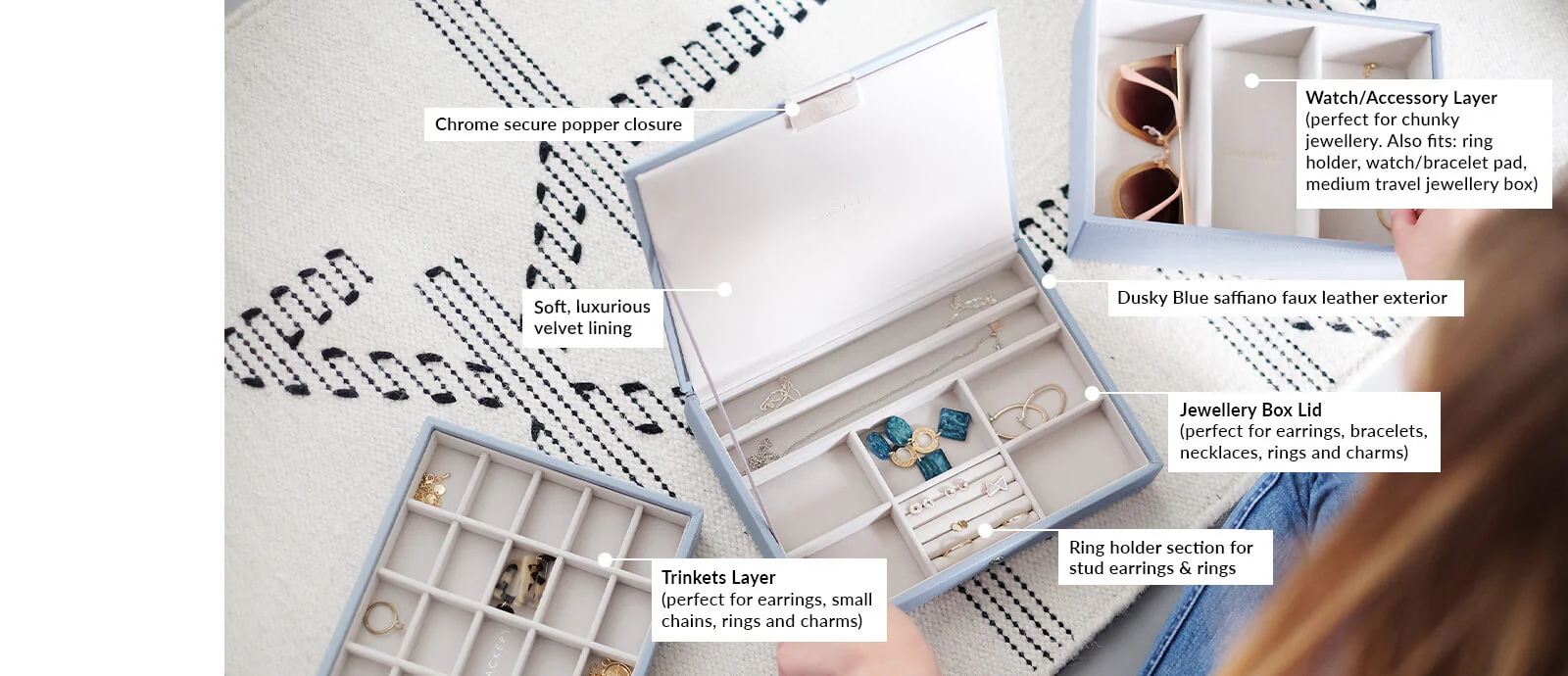 Dusky Blue Classic Jewellery Box - Image 6