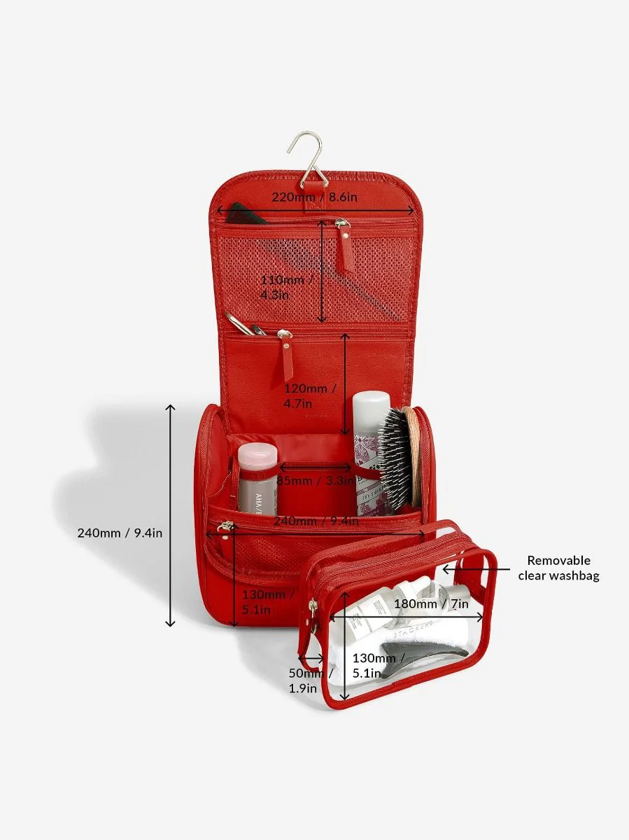 Large Hanging Toiletry Bag Red - Image 3