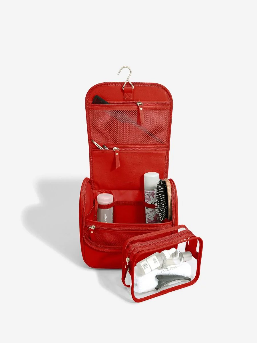 Large Hanging Toiletry Bag Red - Image 4