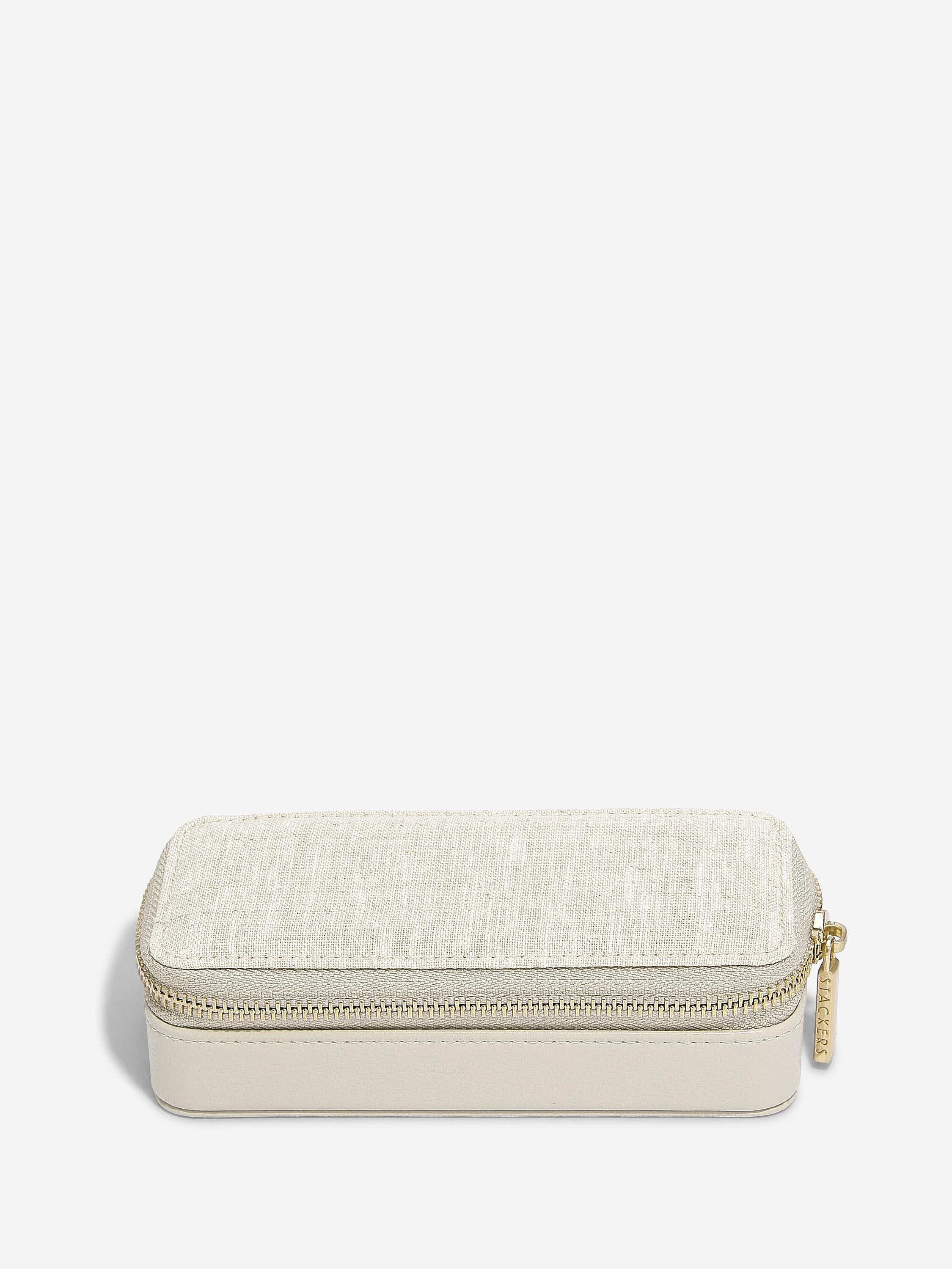 Oatmeal & Linen Medium Zipped Travel Jewellery Box - Image 3