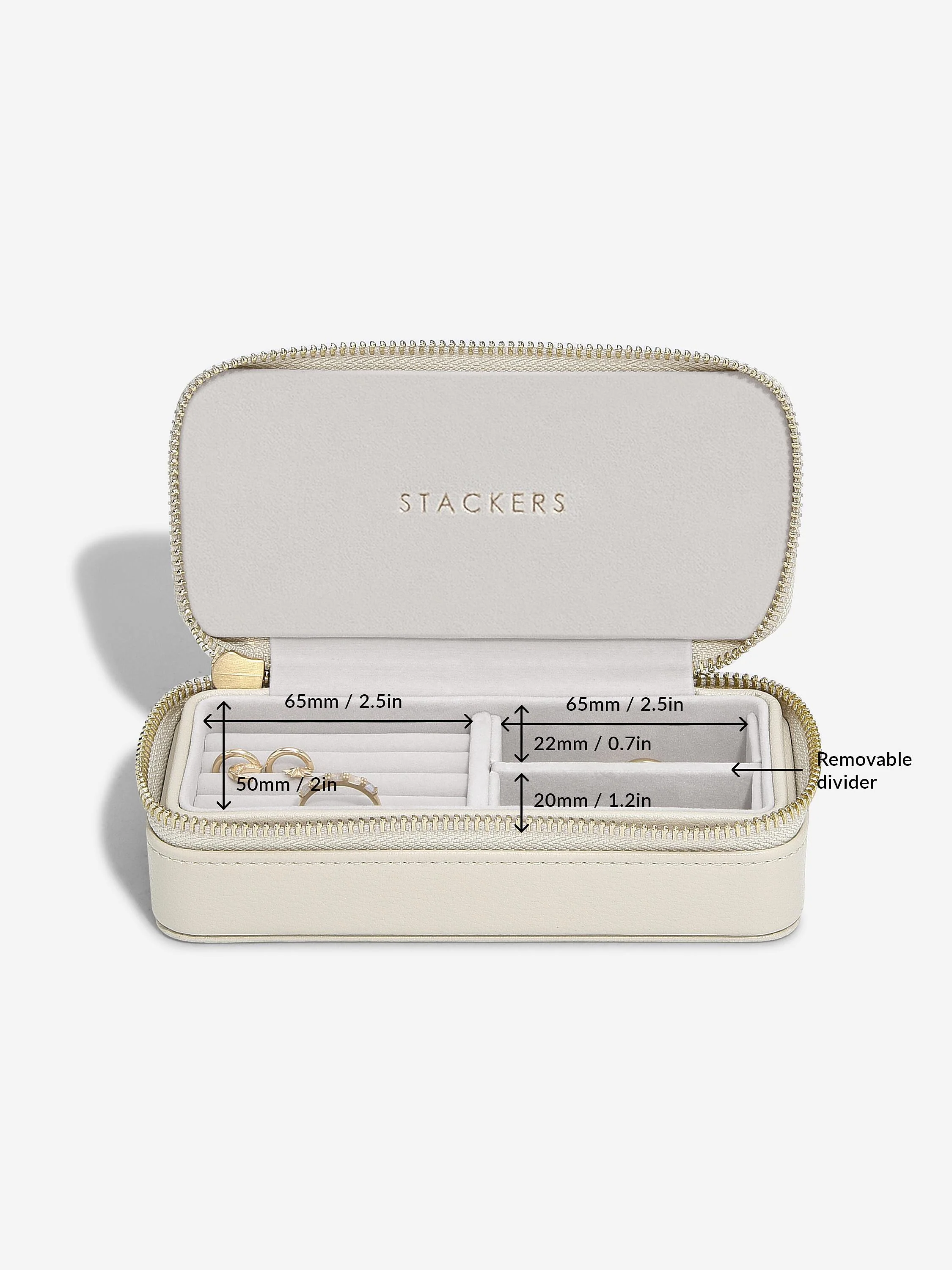 Oatmeal & Linen Medium Zipped Travel Jewellery Box - Image 4
