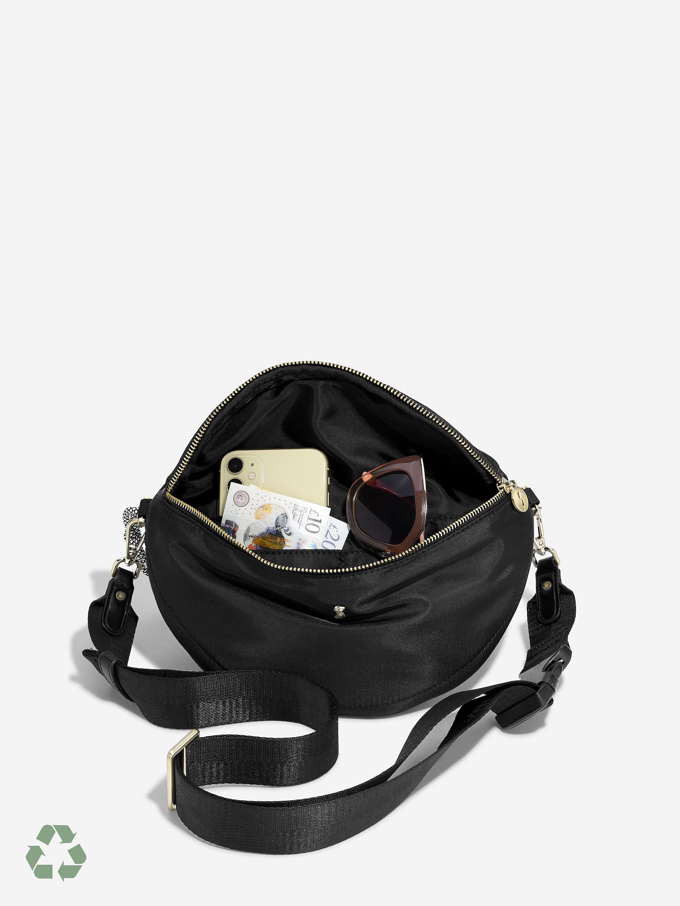 Black Recycled Nylon Bumbag - Image 5