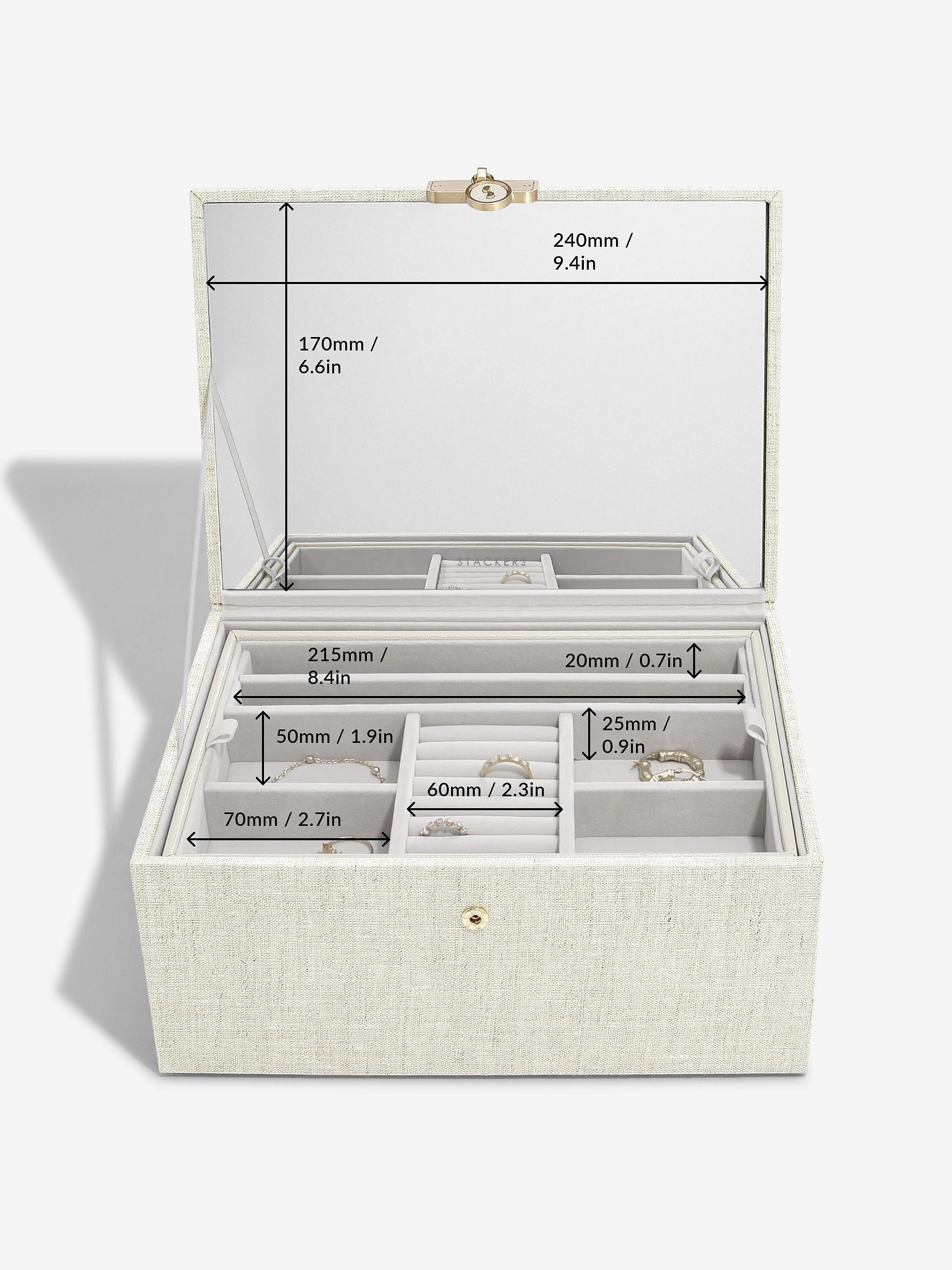 Oatmeal & Linen Luxury Classic Jewellery Box - Image 8
