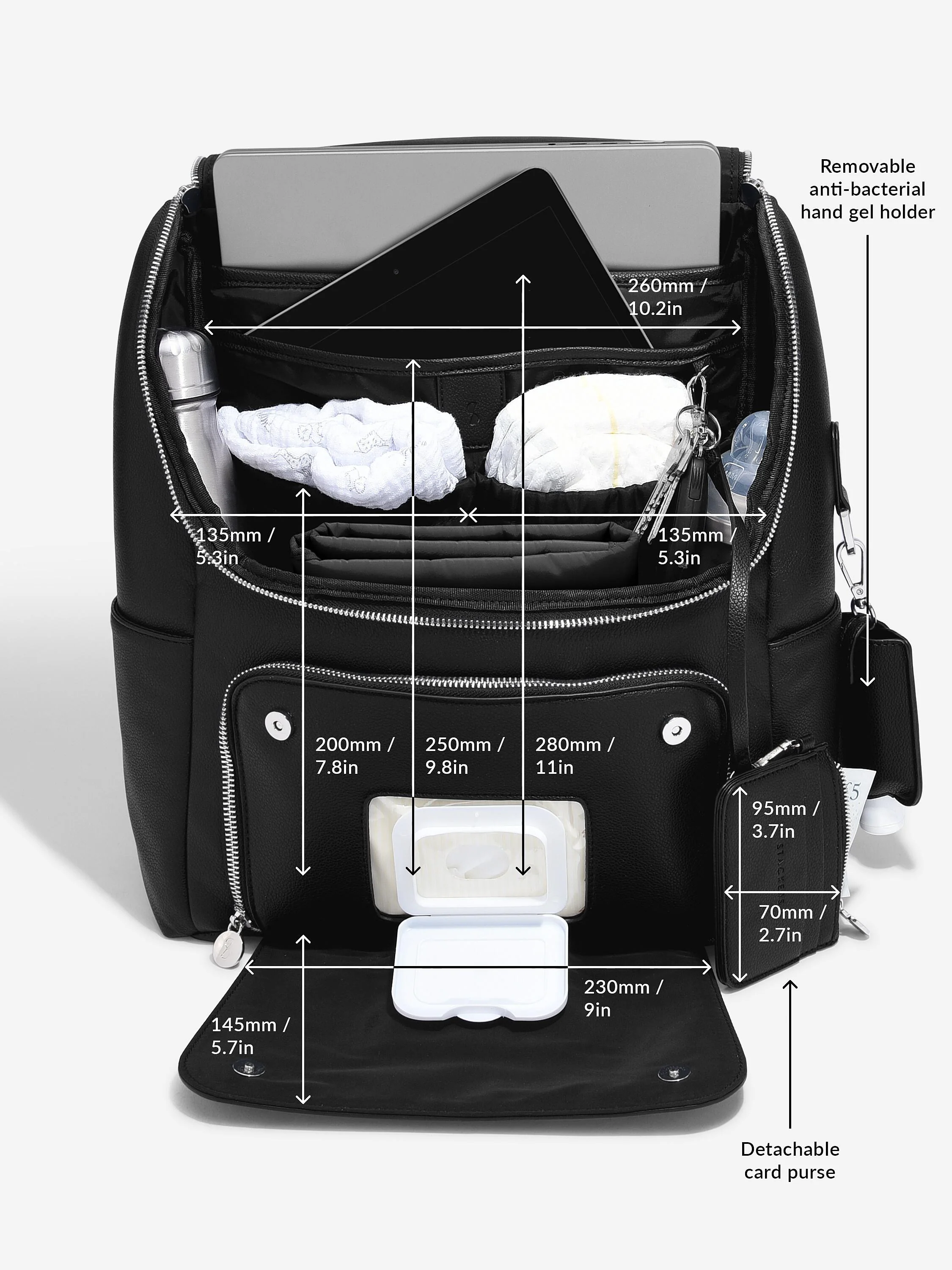 Black Baby Changing Backpack - Image 12