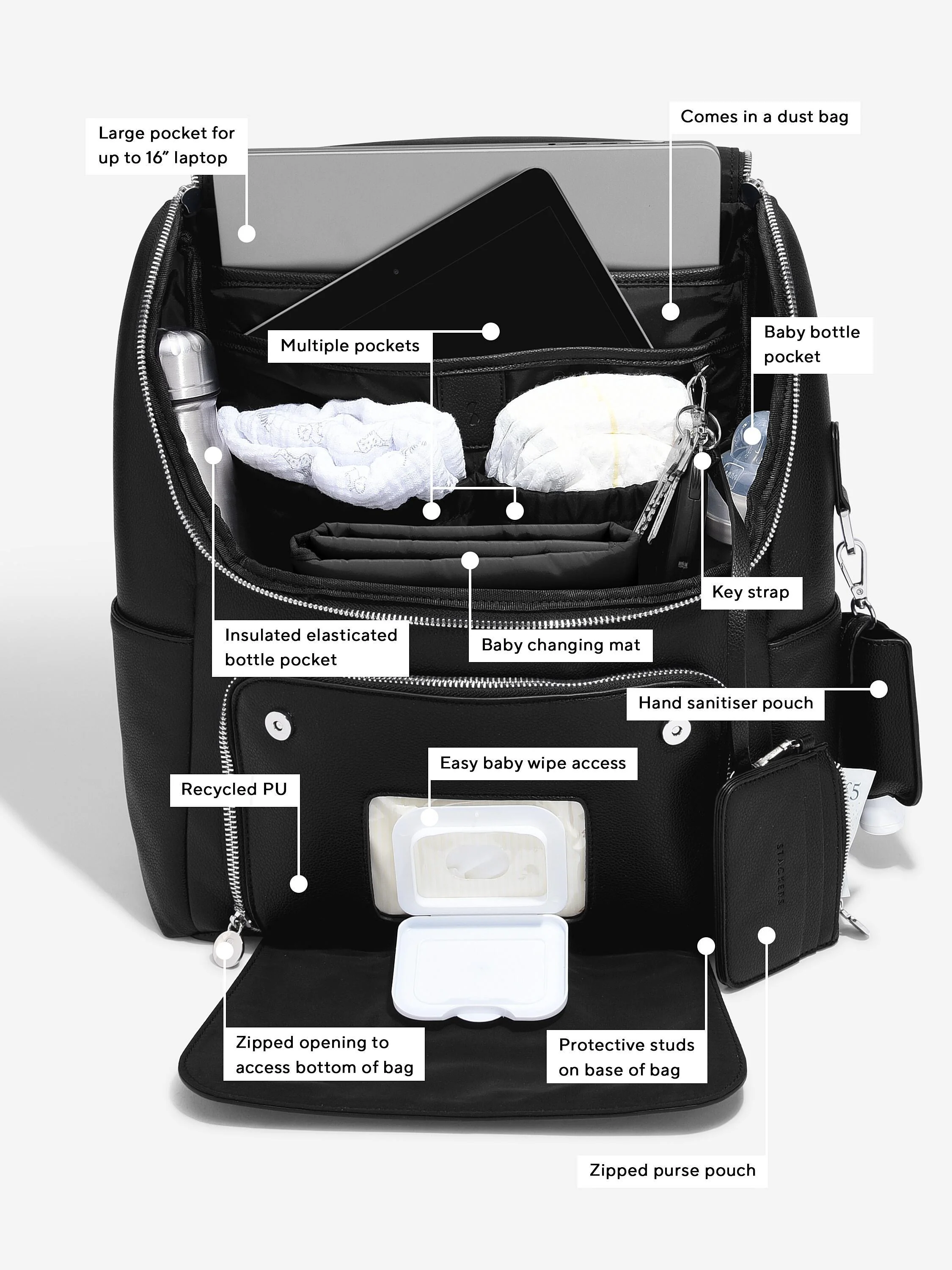 Black Baby Changing Backpack - Image 3
