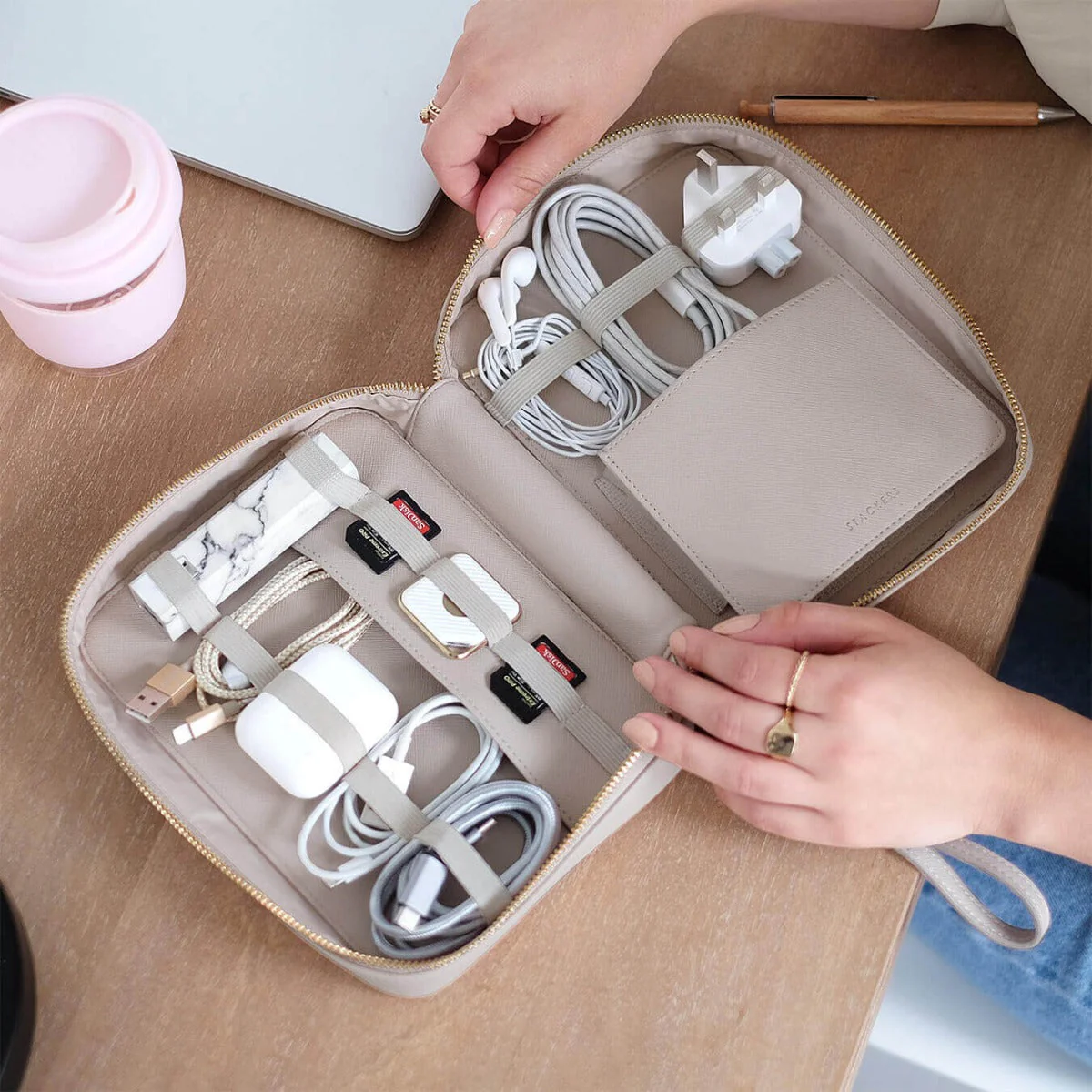 Taupe Cable Tidy Bag - Image 4