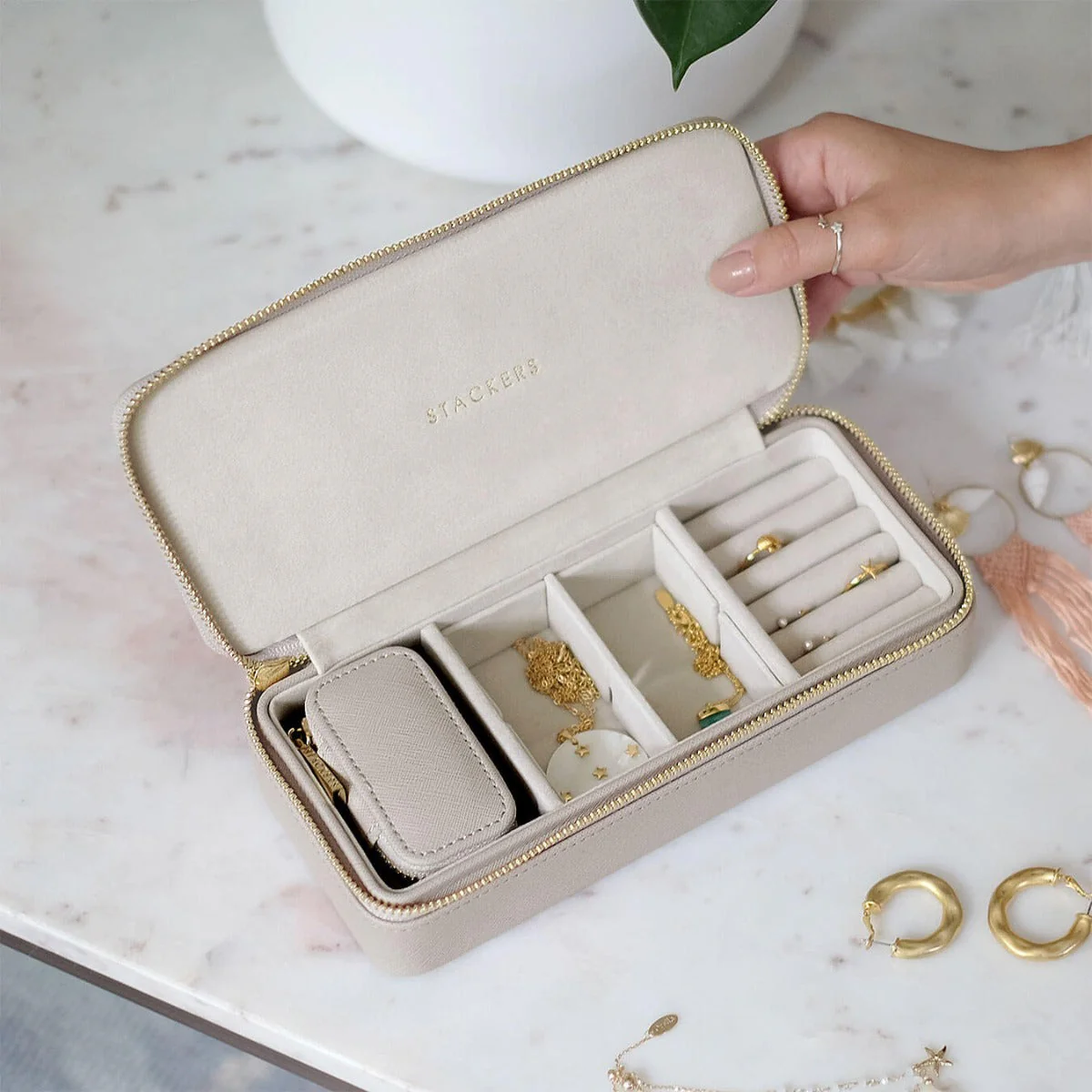 Taupe Large Travel Jewellery Box - Image 5