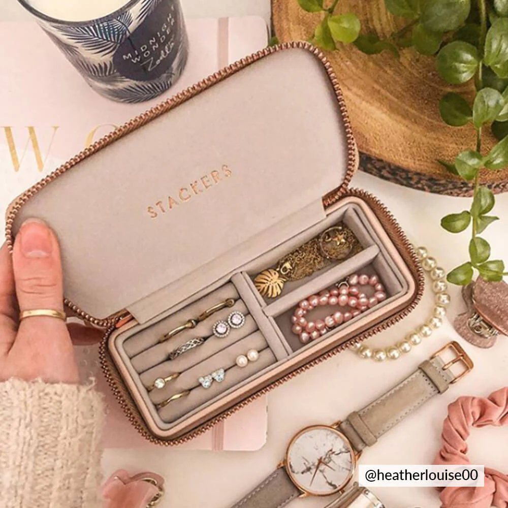 Taupe Medium Travel Jewellery Box - Image 6