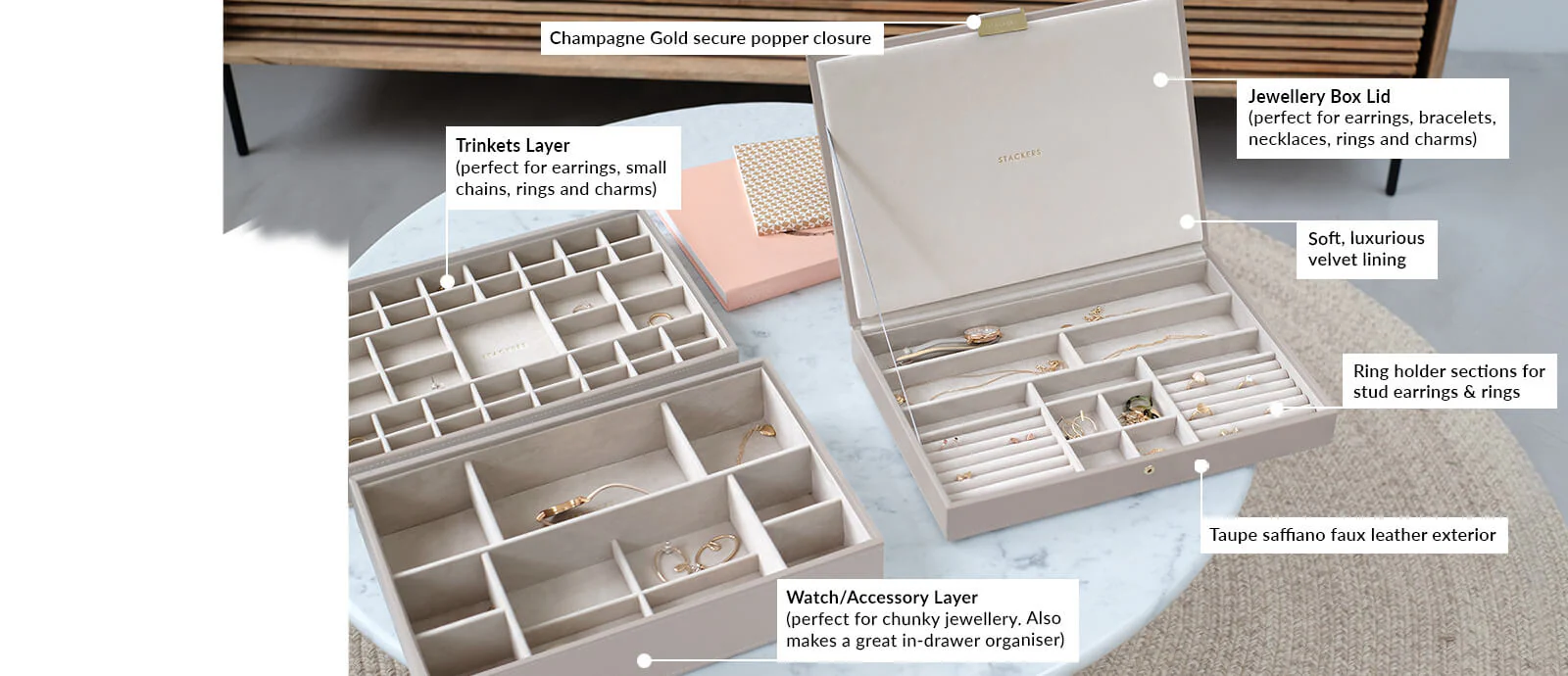 Taupe Supersize Jewellery Box - Image 11