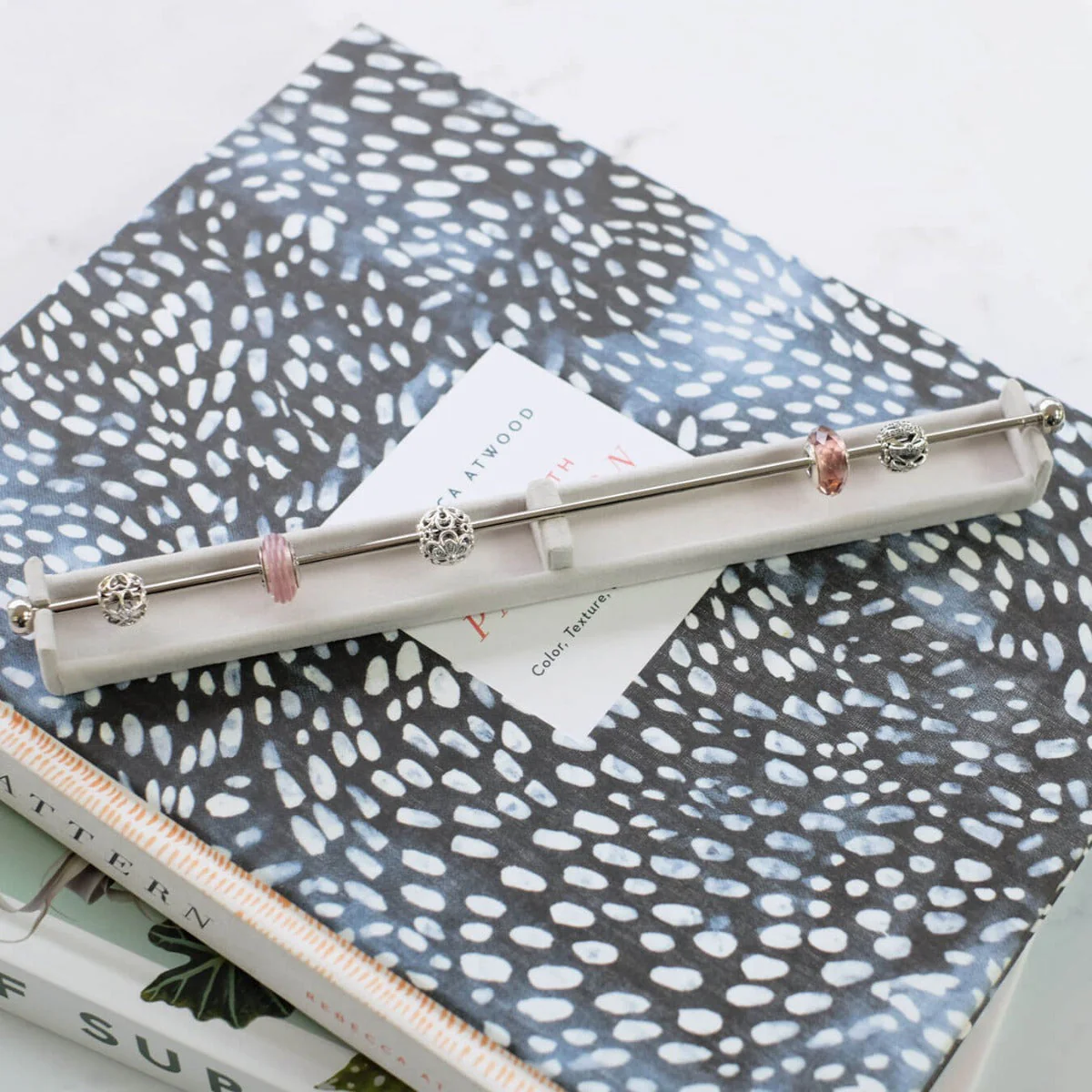 Long Grey Velvet Charm Bar - Image 3