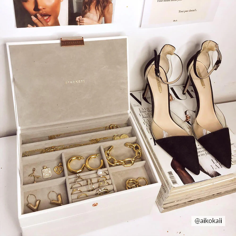 White & Rose Gold Classic Jewellery Box - Image 10