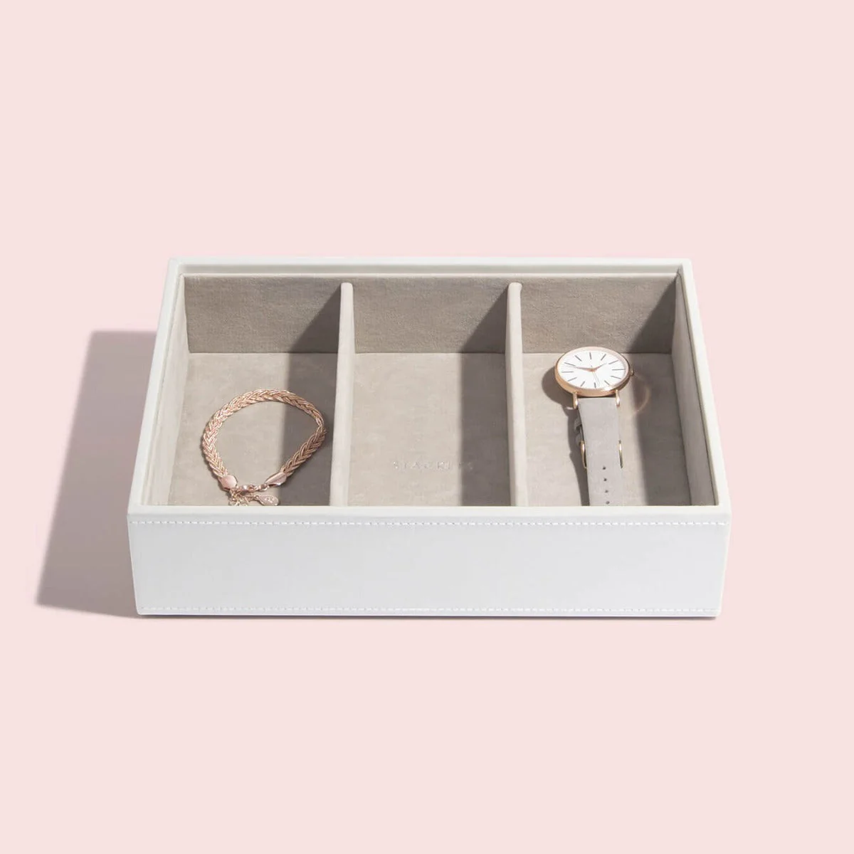 White & Rose Gold Classic Jewellery Box - Image 7