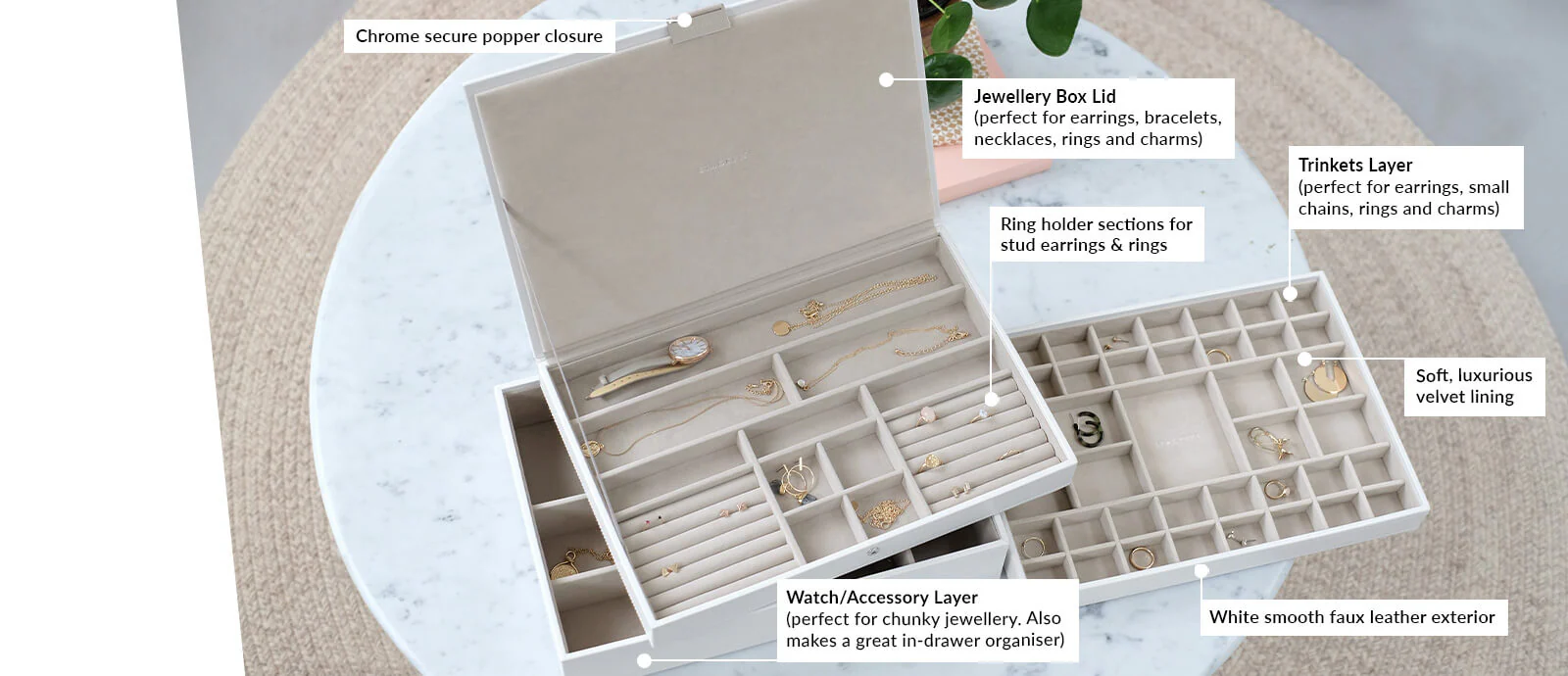 White Supersize Jewellery Box - Image 11